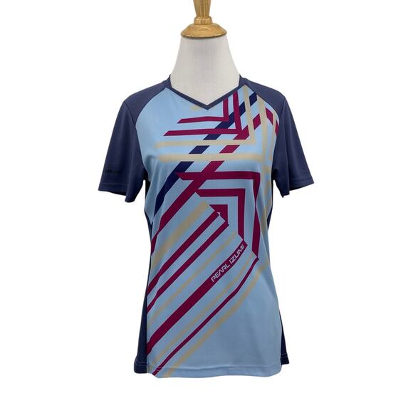 Pearl Izumi Jersey Womens M Medium Multi Launch Short Sleeve V Neck Cycling Tee - Picture 1 of 12